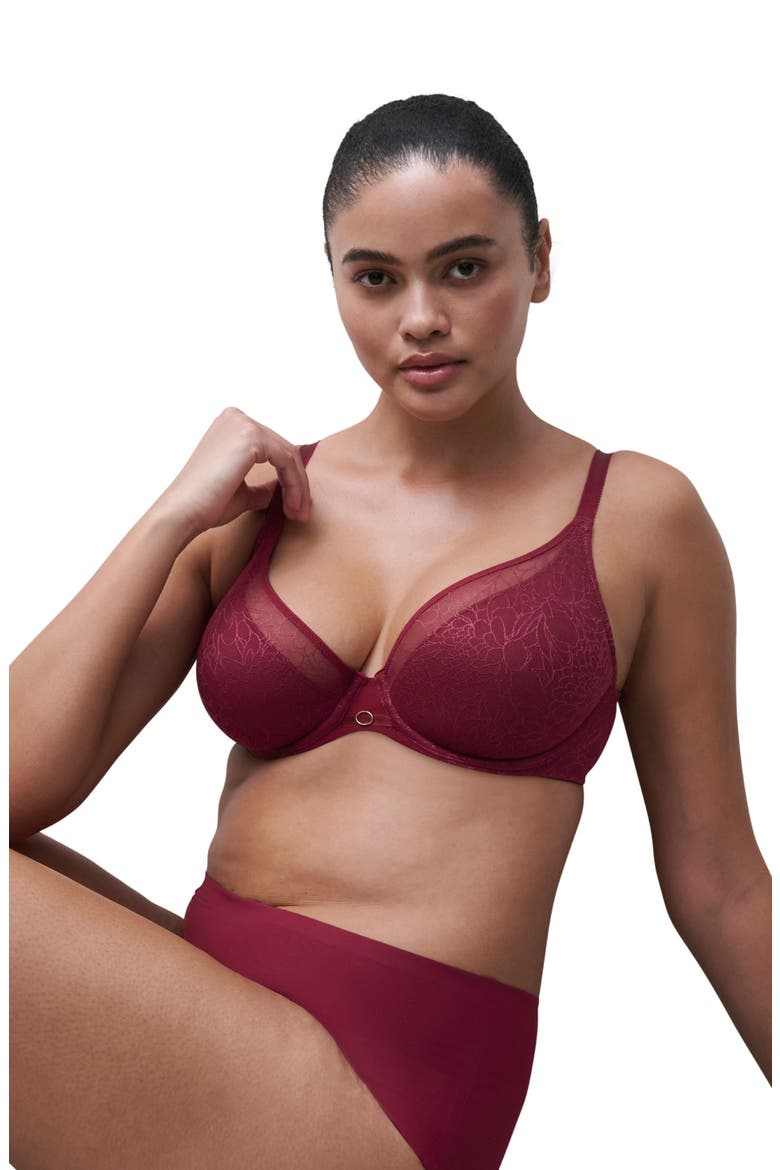 Belle Underwire Plunge Bra, Alternate, color, RASPBERRY