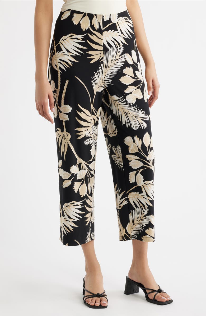 AK ANNE KLEIN Print Knit Crop Wide Leg Pants, Main, color, Anne Black Multi