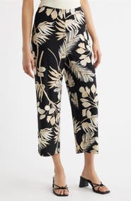 AK ANNE KLEIN Print Knit Crop Wide Leg Pants