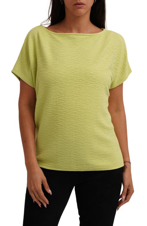 Textured Boat Neck Top