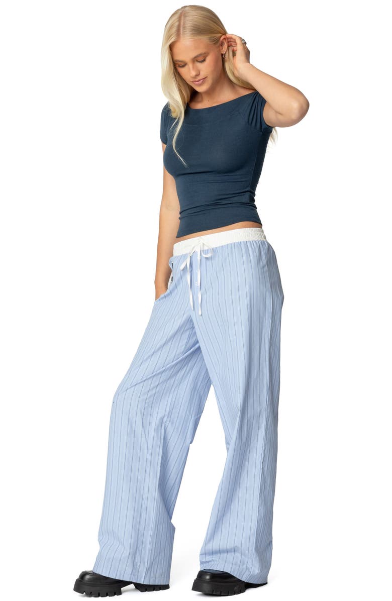 EDIKTED Becca Boat Neck T-Shirt, Alternate, color, Navy