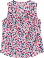Seasalt Cornwall Cobbs Well Floral Sleeveless Organic Cotton Split Neck Top