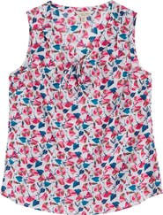 Seasalt Cornwall Cobbs Well Floral Sleeveless Organic Cotton Split Neck Top