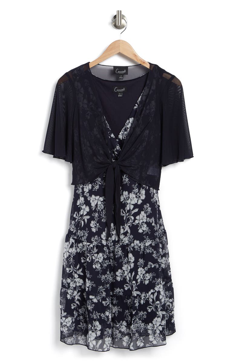 Connected Apparel Fit & Flare Floral Dress with Shrug, Alternate, color,