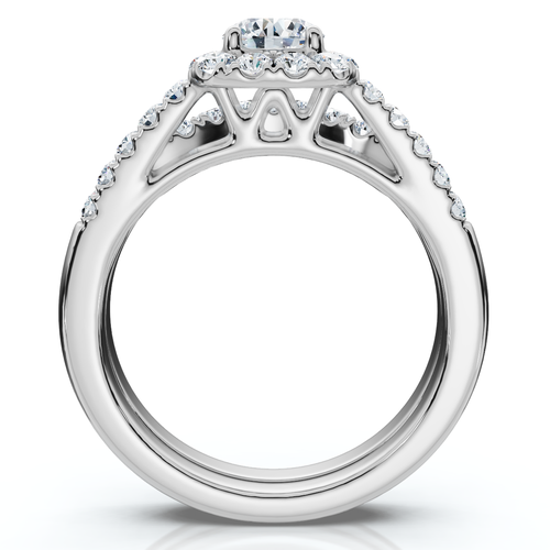 Bliss Diamond 1 1/10ct Cushion Halo Diamond Engagement Ring & Matching Band Gold/pt Lab Grown