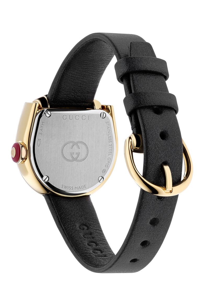 New Horsebit Leather Strap Watch, 23mm x 27mm, Alternate, color, BLACK