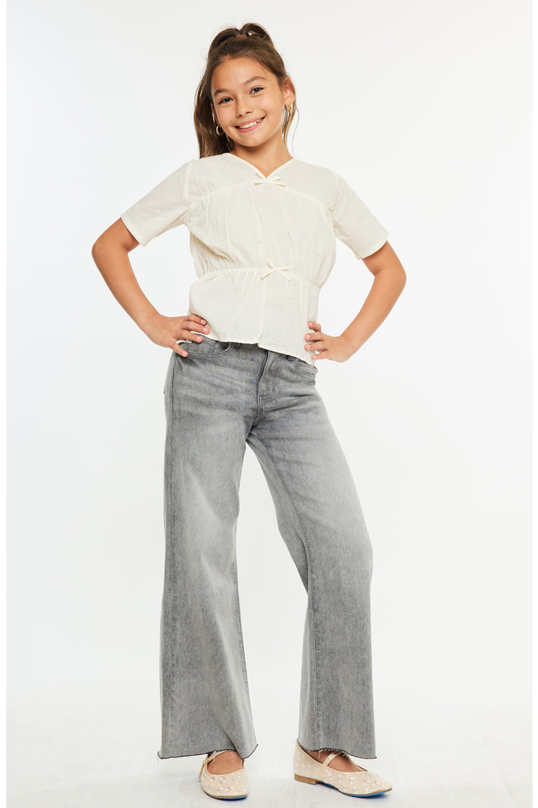 Kaitlyn High Rise Cropped Palazzo Jeans, Alternate, color, Light Gray