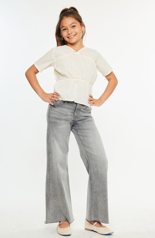 Kancan Kaitlyn High Rise Cropped Palazzo Jeans In Gray