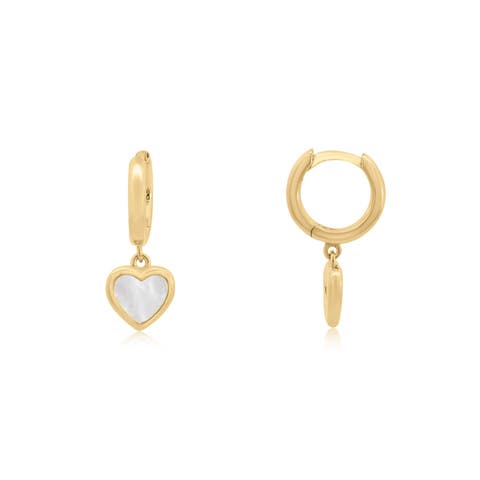 Mini Mother of Pearl Heart Dangle Earrings