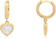 The Lovery Fine Jewelry Mini Mother of Pearl Heart Dangle Earrings
