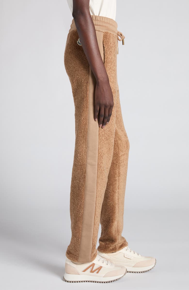Moncler Mixed Media Fleece Sweatpants, Alternate, color, Warm Taupe
