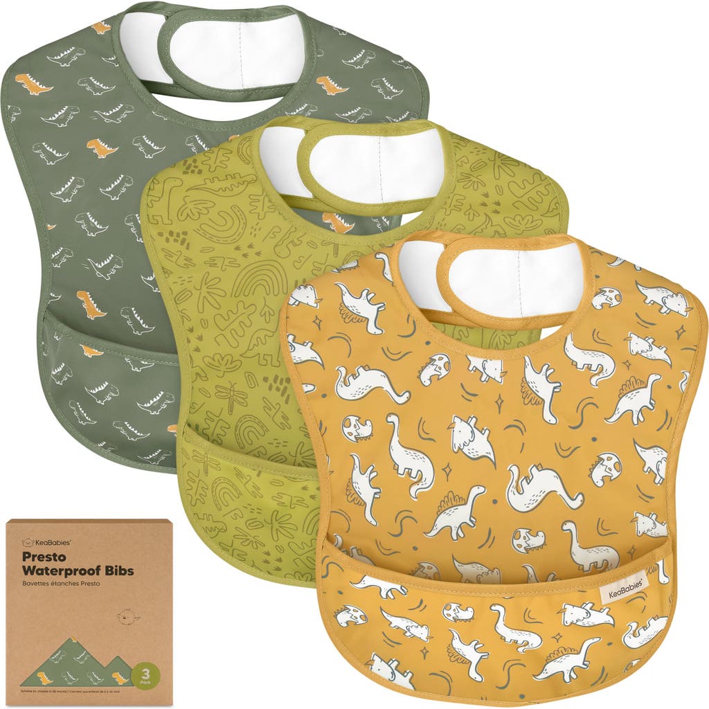 Keababies 3-pack Presto Waterproof Bibs In Mesozoic