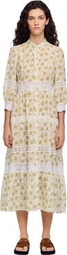 SANDRO Floral lace maxi dress