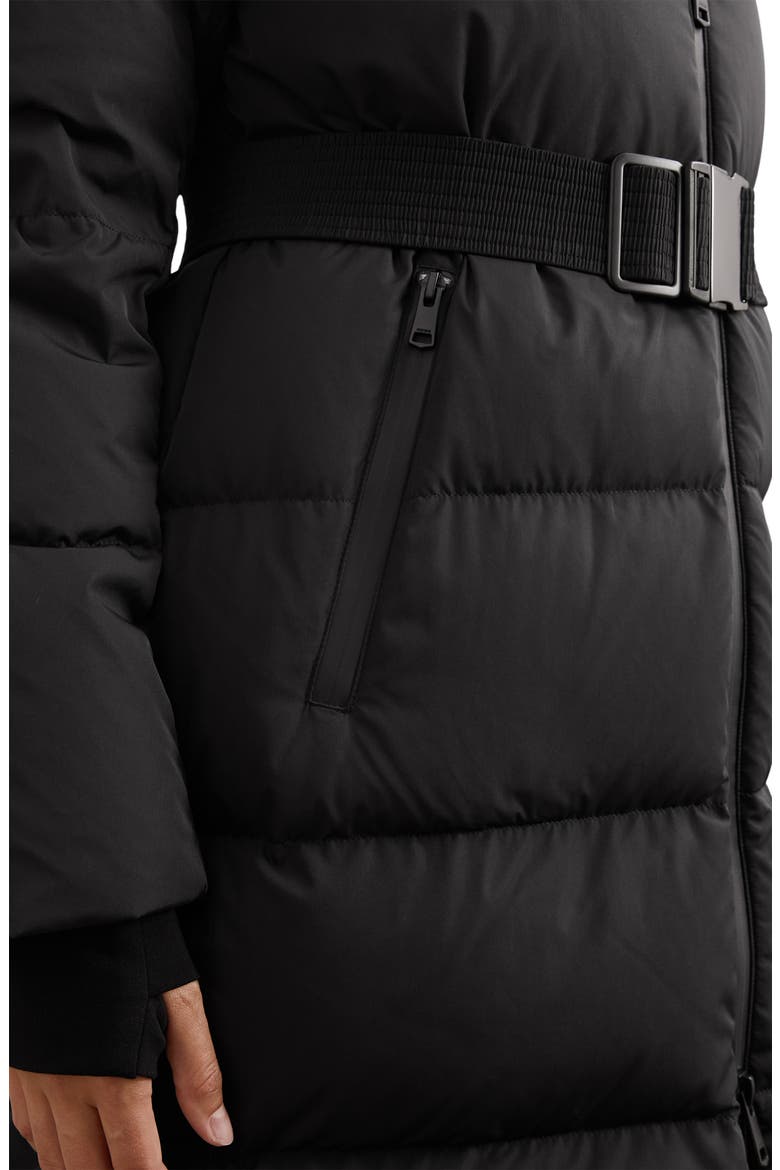 Colette Longline Puffer Coat with Removable Hood, Alternate, color, BLACK