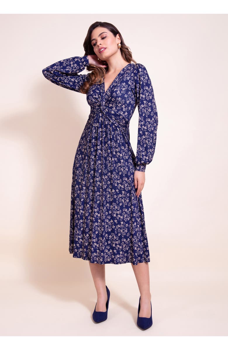 Alie Street London Mollie Knot Midi Dress, Alternate, color, Midnight Bloom