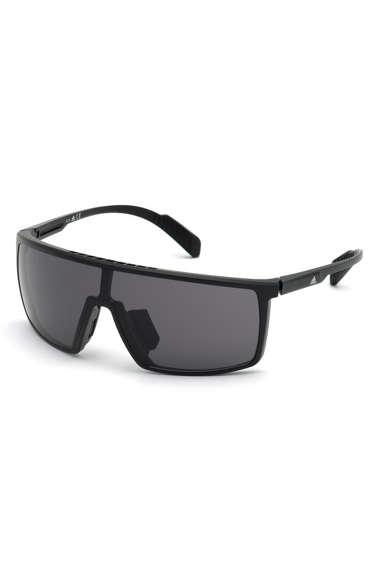 adidas 135mm Shield Sports Sunglasses, Main, color, Sblk/Smk