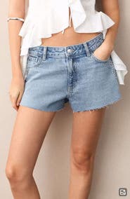MANGO TEEN Studded Denim Cutoff Shorts