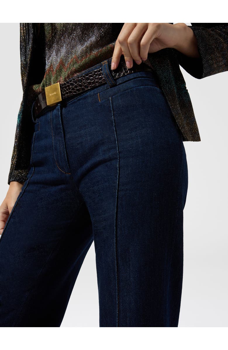 Missoni Flared Denim Trousers With Turn-up Hem And Center Crease, Alternate, color, Navy