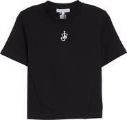 JW Anderson Panelled Anchor Embroidered Crop T-Shirt