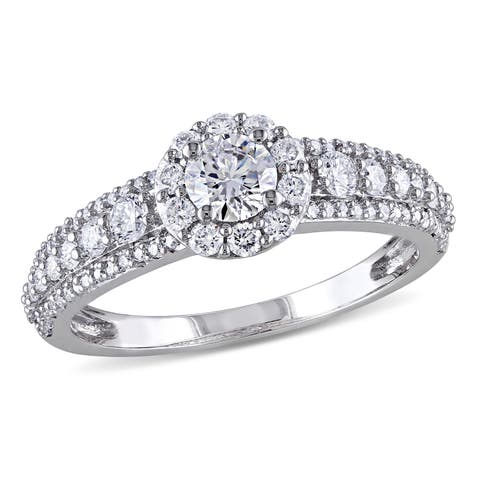 1 CTW Diamond Halo Engagement Ring 14k