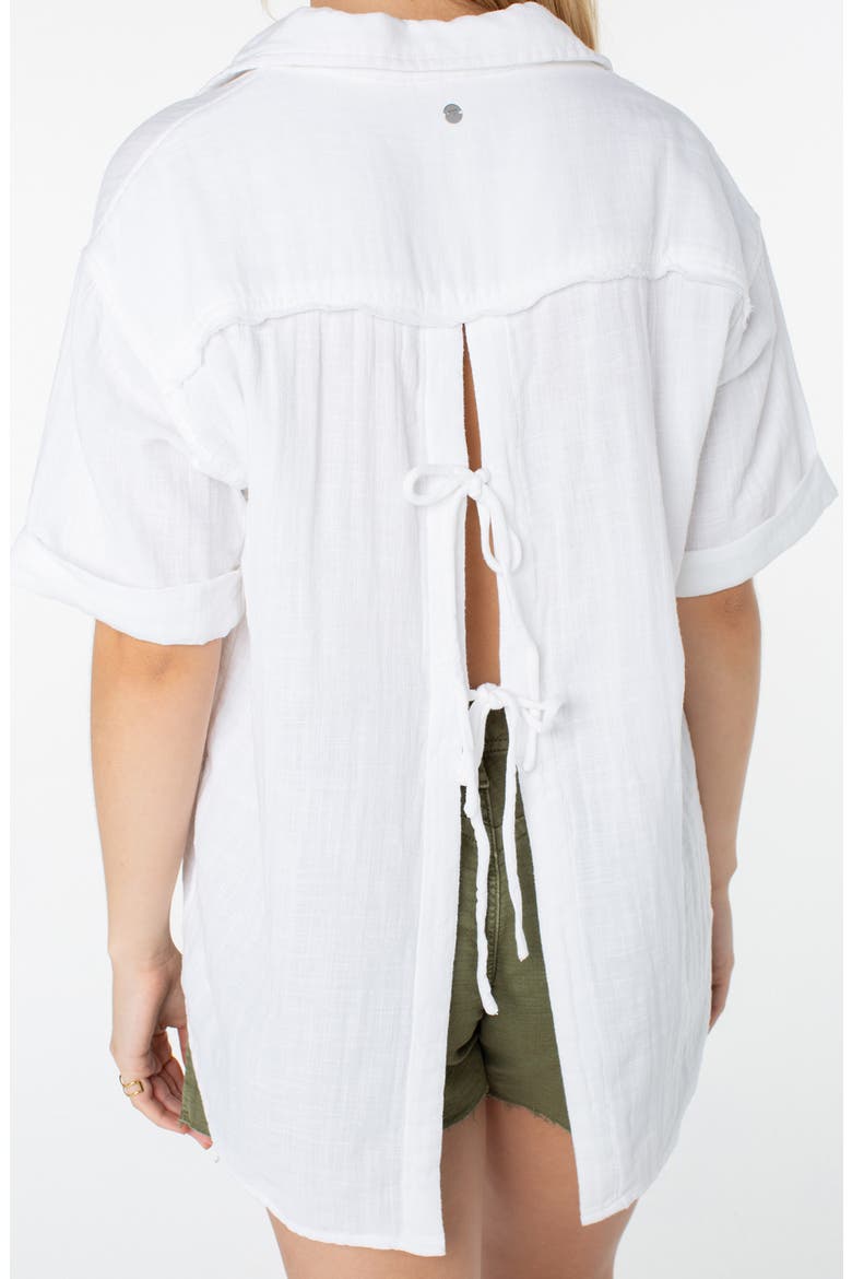 Maile Cotton Gauze Tied Button-Up Shirt, Alternate, color, SNOW WHITE SOLID