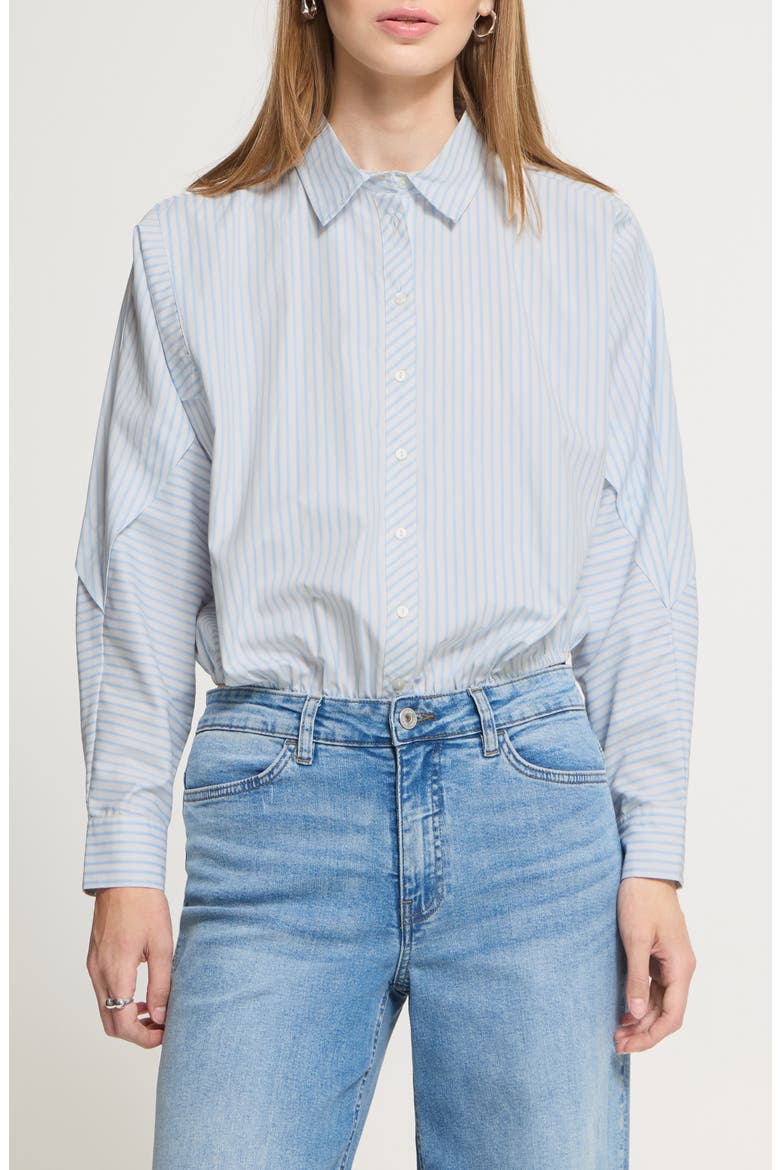 Ihjadeline Striped Button-Up Shirt, Main, color, WHITE/CELESTIAL BLUE STRIPE