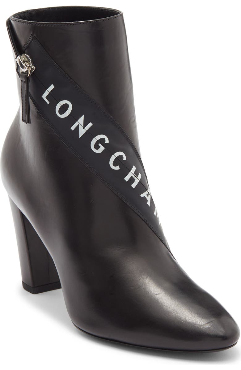 Longchamp Logo Ankle Boot, Main, color, Black