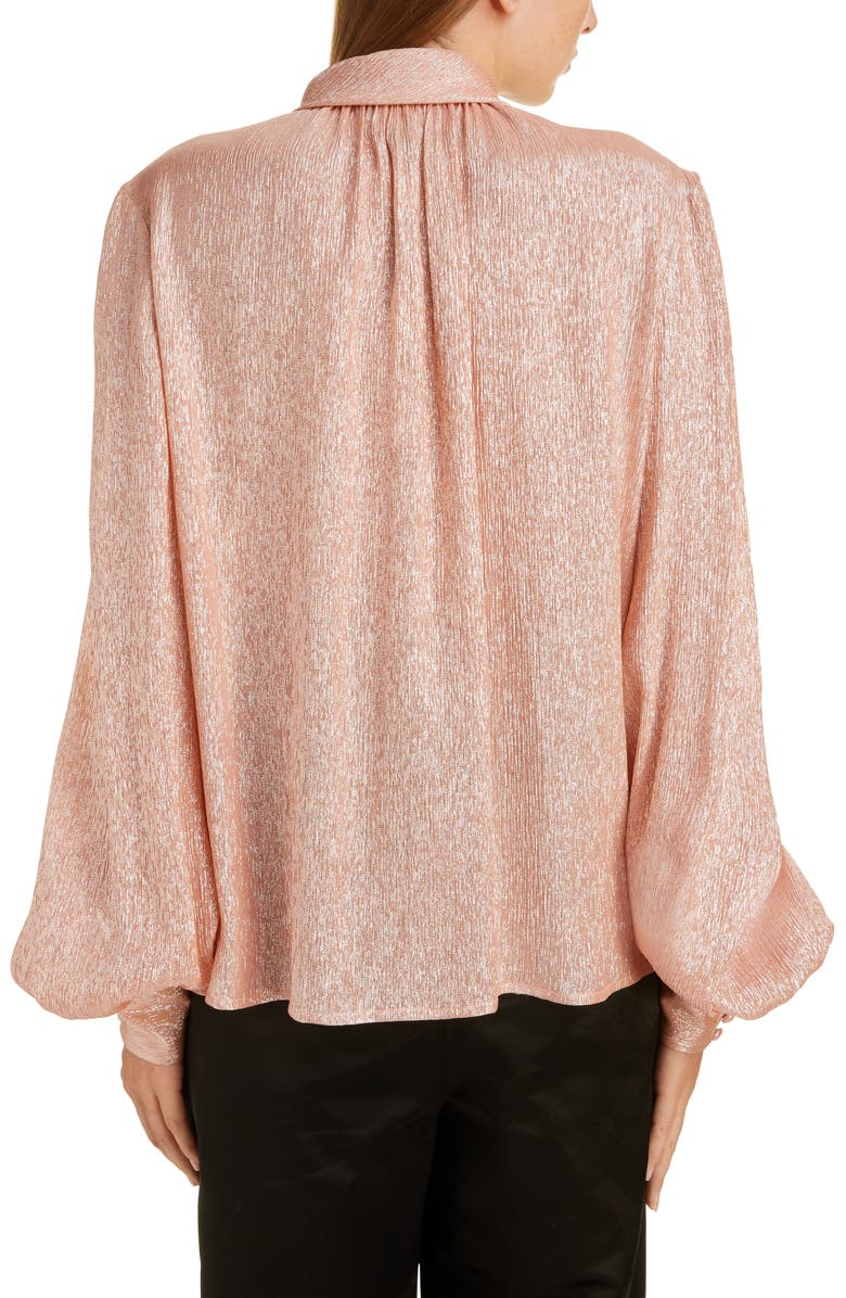 Runway Marc Jacobs Tie Neck Lamé Blouse, Alternate, color, 