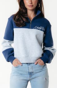 Colourful Rebel Colourblock Zip Sweat