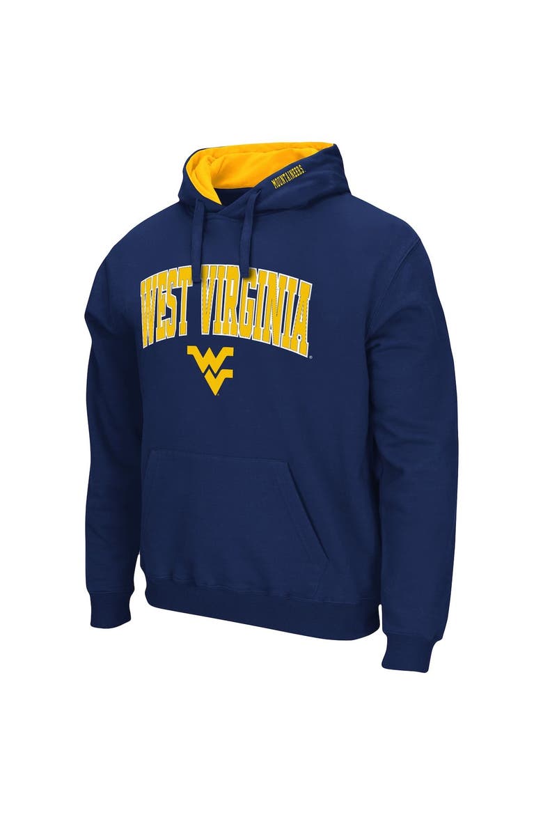 Men's Colosseum Navy West Virginia Mountaineers Arch & Logo 3.0 Pullover Hoodie, Alternate, color, Navy