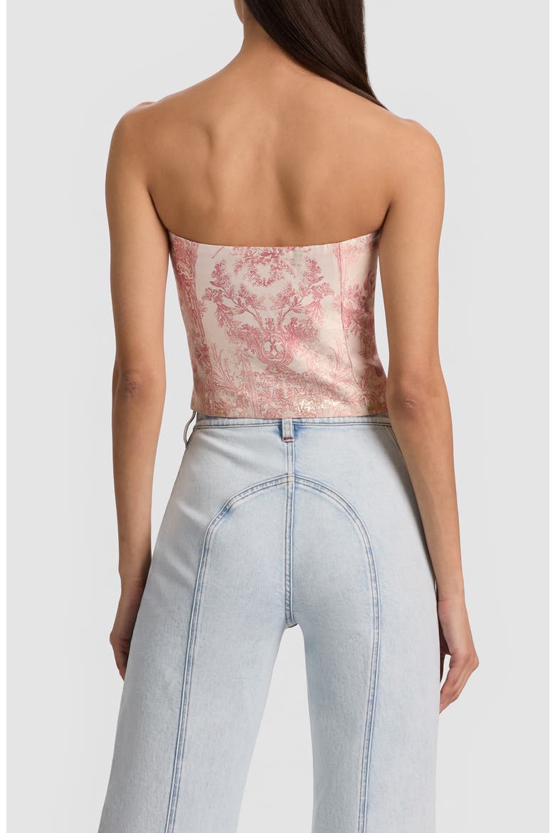 Kelcey Floral Jacquard Strapless Top, Alternate, color, ENGLISH ROSE TOILE