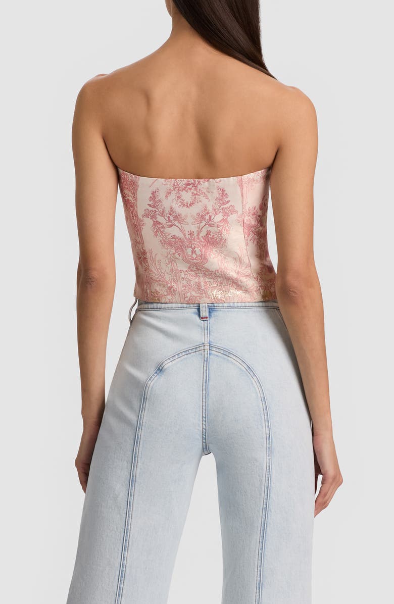 Alice + Olivia Kelcey Floral Jacquard Strapless Top, Alternate, color, 