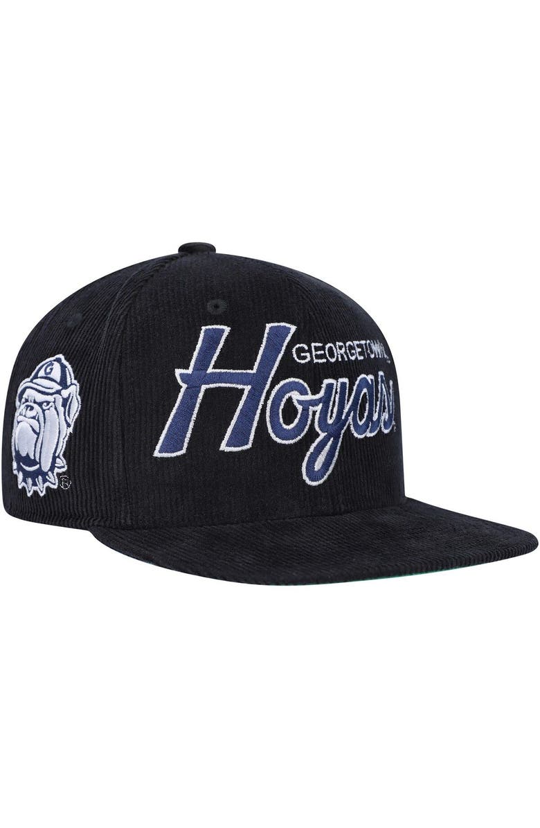 Mitchell & Ness Youth Mitchell & Ness Black Georgetown Hoyas Corduroy Script Snapback Hat, Main, color,
