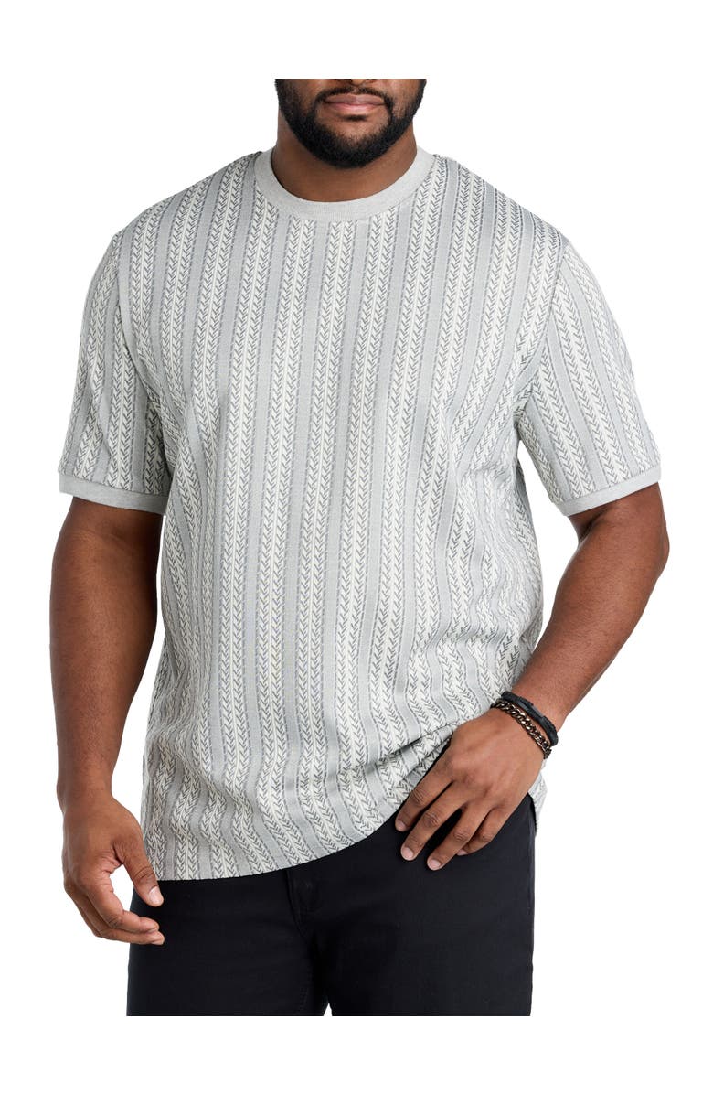 True Nation by DXL Big & Tall Striped Crewneck T-Shirt, Main, color, Grey
