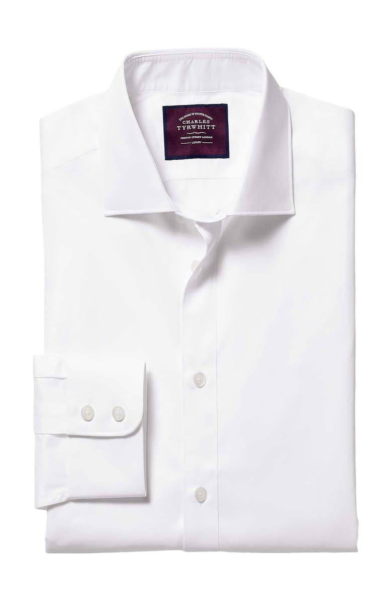 Charles Tyrwhitt Luxury Twill Slim Fit Shirt Single Cuff, Alternate, color, White