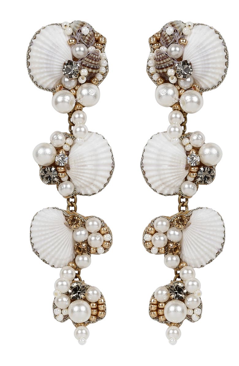 Deepa Gurnani Aliyah Shell Drop Earrings, Main, color, 