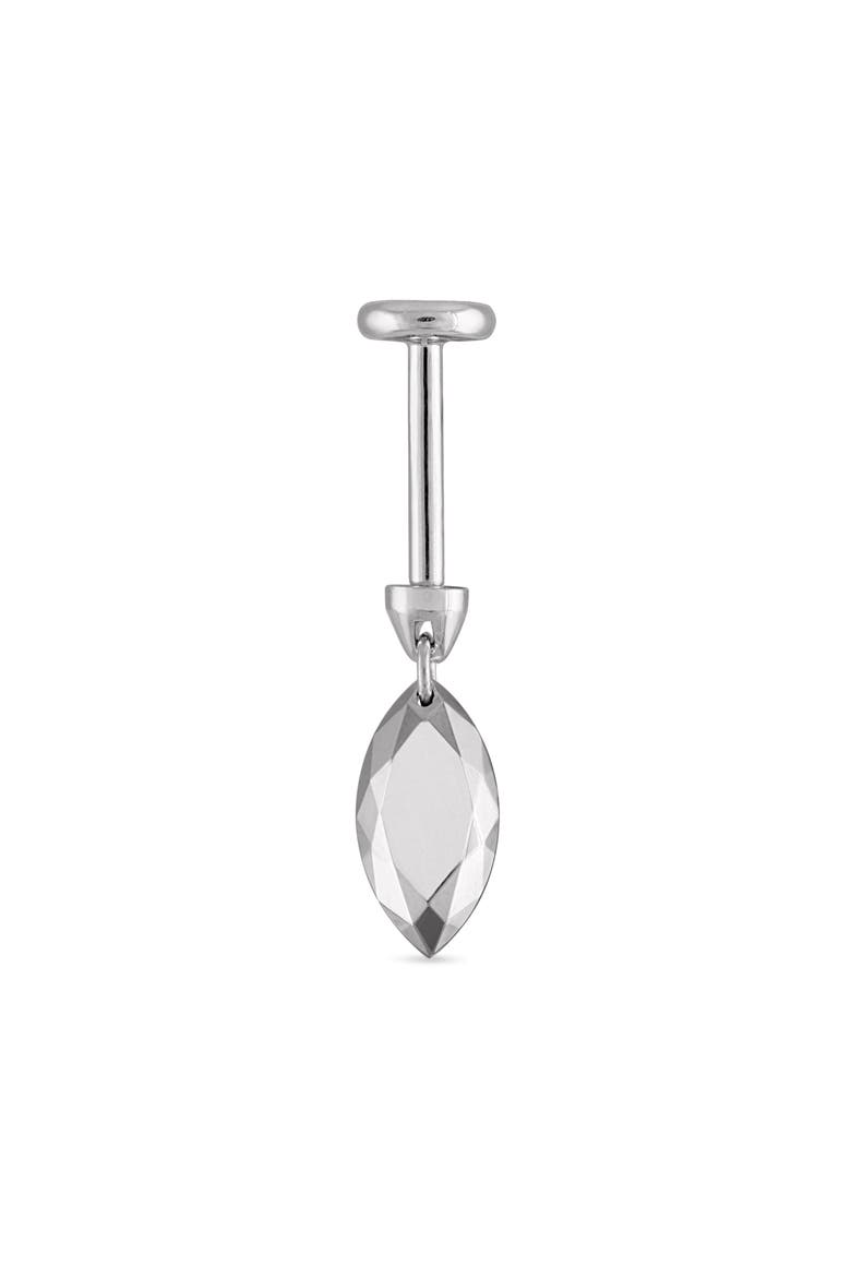 Faceted Marquise Single Threaded Stud Earring, Alternate, color, WHITE GOLD