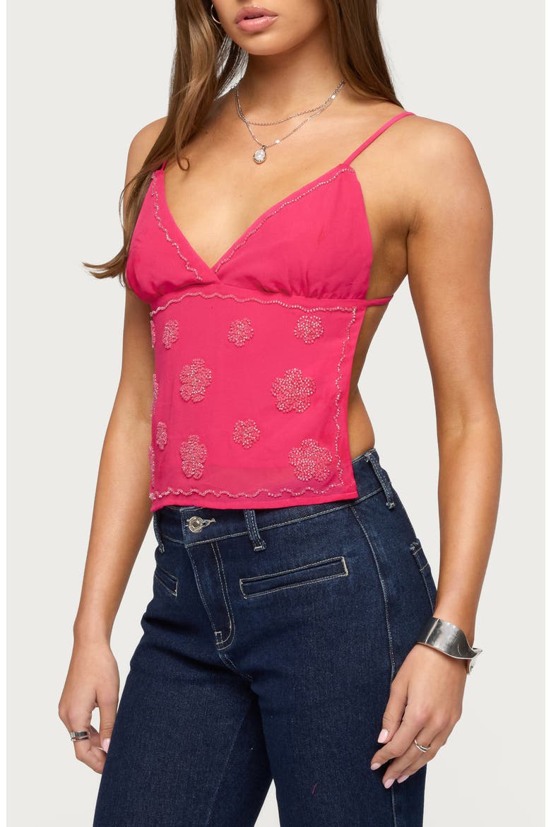 Kazi Beaded Open Back Camisole, Alternate, color, FUCHSIA
