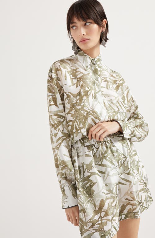 Brunello Cucinelli Silk Shirt Shirt And Blouse Multicolor In Green
