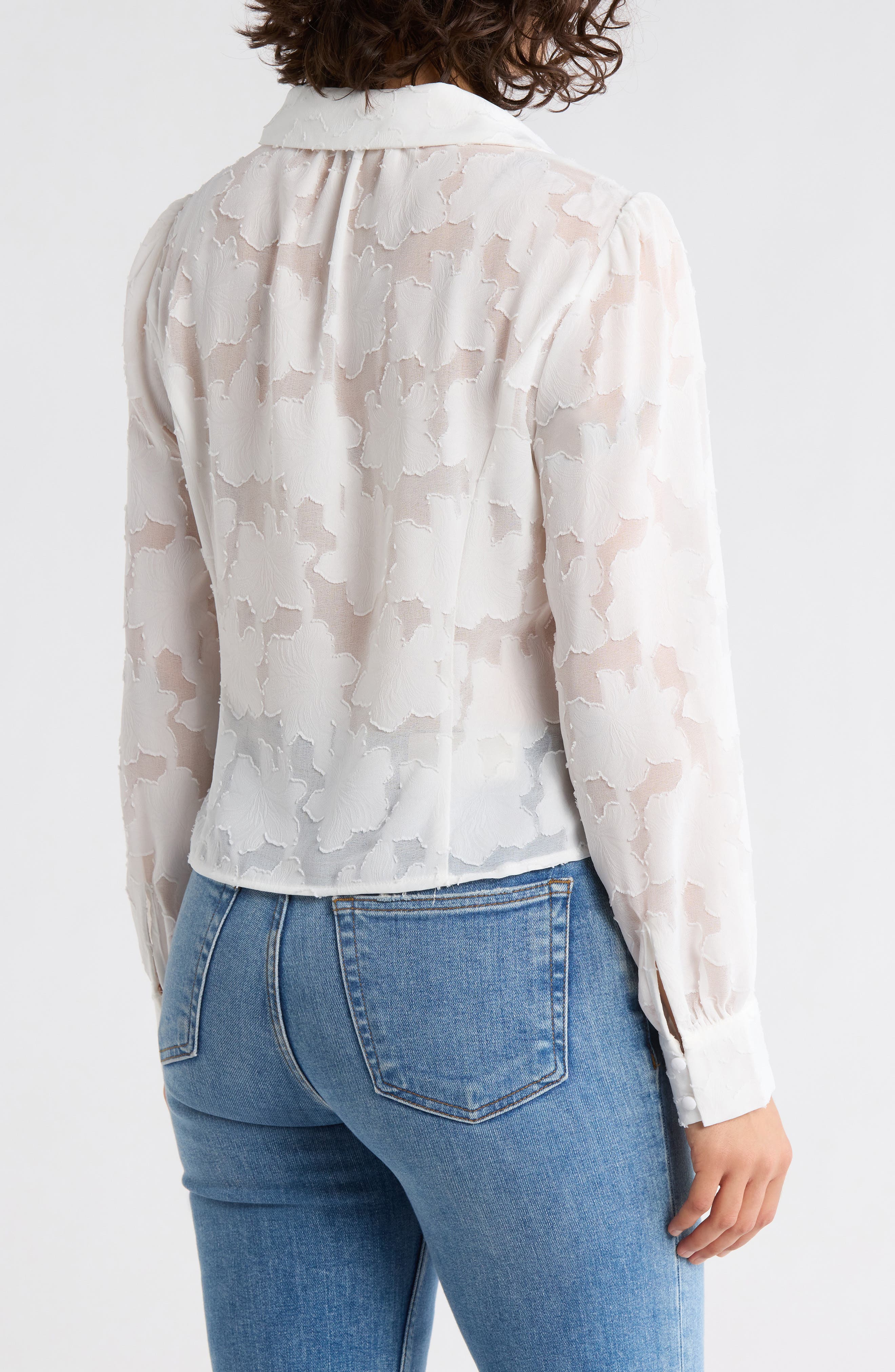 Ruched Burnout Button-Up Shirt - image 4