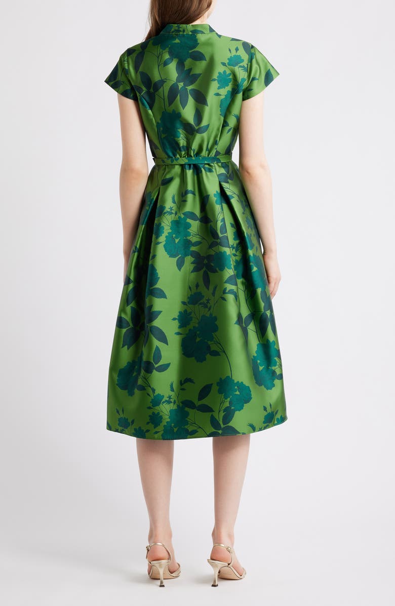 Sachin & Babi Martine Floral Mikado Cocktail Midi Dress, Alternate, color, Empress Green Roses