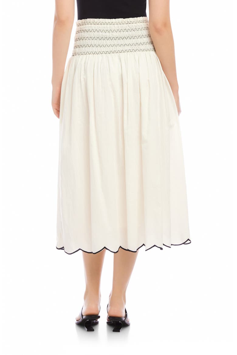 Elsa Smocked Waist Midi Skirt, Alternate, color, CREAM