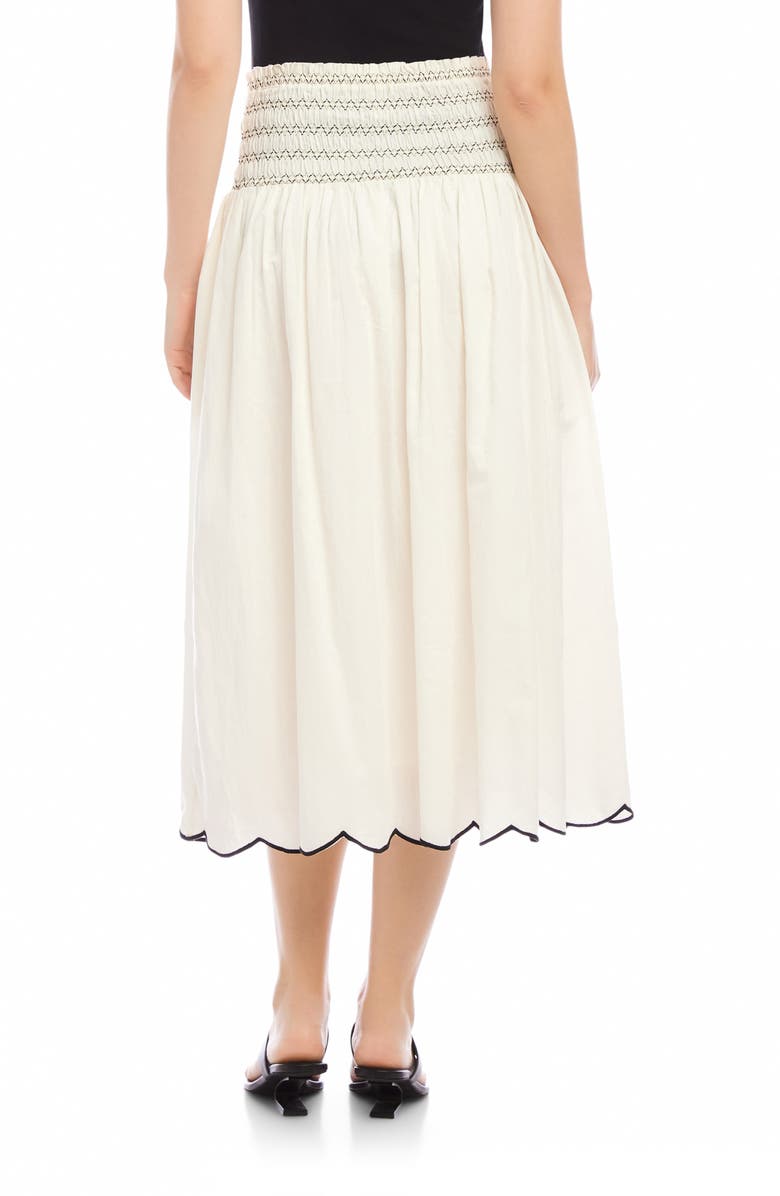 FIFTEEN TWENTY Elsa Smocked Waist Midi Skirt, Alternate, color, Cream