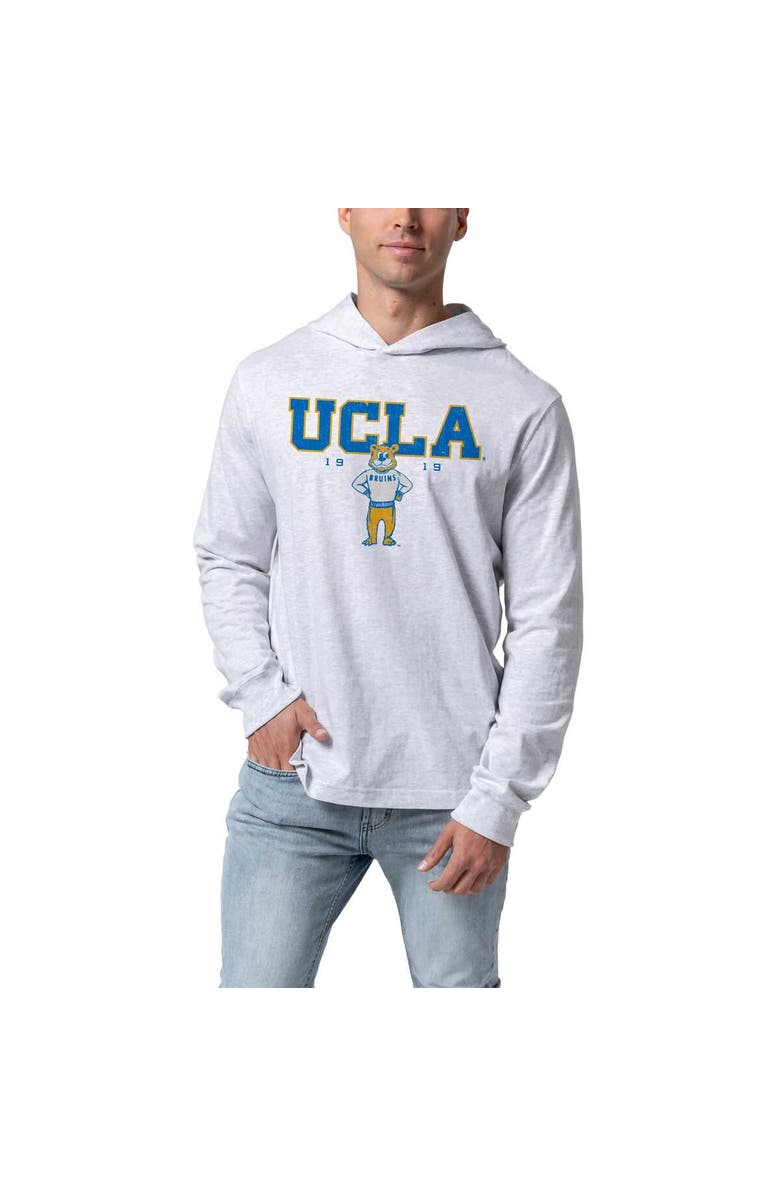 LEAGUE COLLEGIATE WEAR Men's League Collegiate Wear Ash UCLA Bruins Team Stack Tumble Long Sleeve Hooded T-Shirt, Alternate, color, Ash