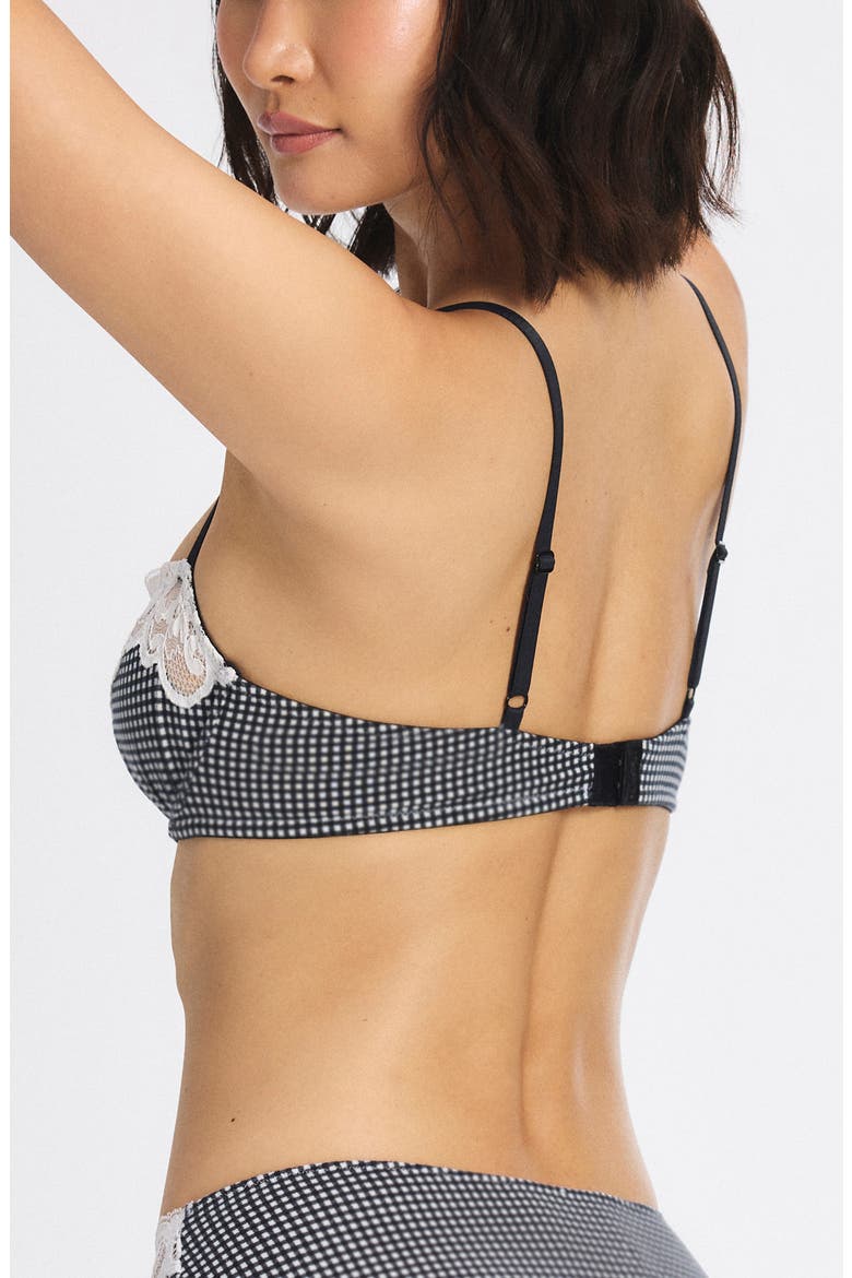 Swirly Girly Unlined Low-Cut Balconette Bra, Alternate, color, BLACK CAVIAR CHECK EFFECT