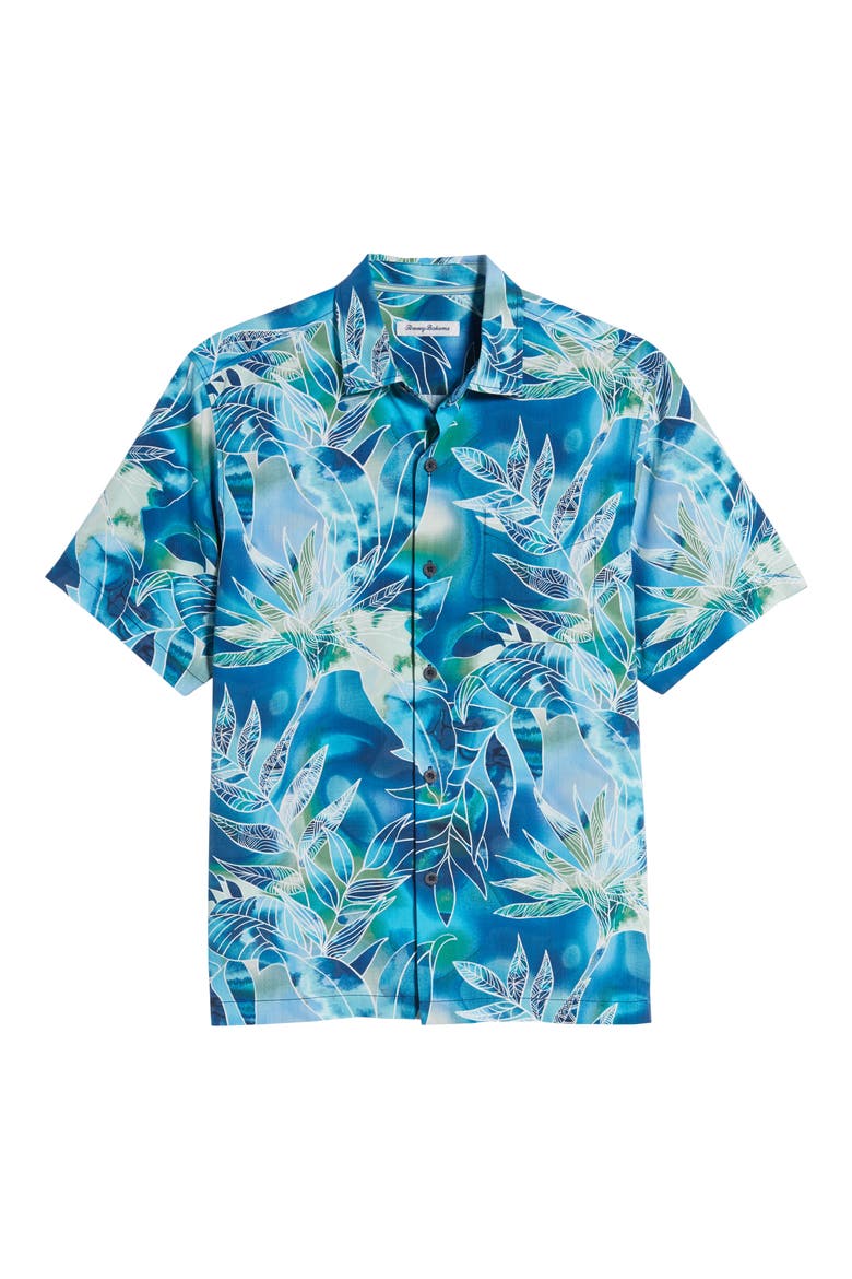 Azul Lagoon Classic Fit Short Sleeve Silk Button-Up Shirt, Alternate, color, POOL PARTY BLUE