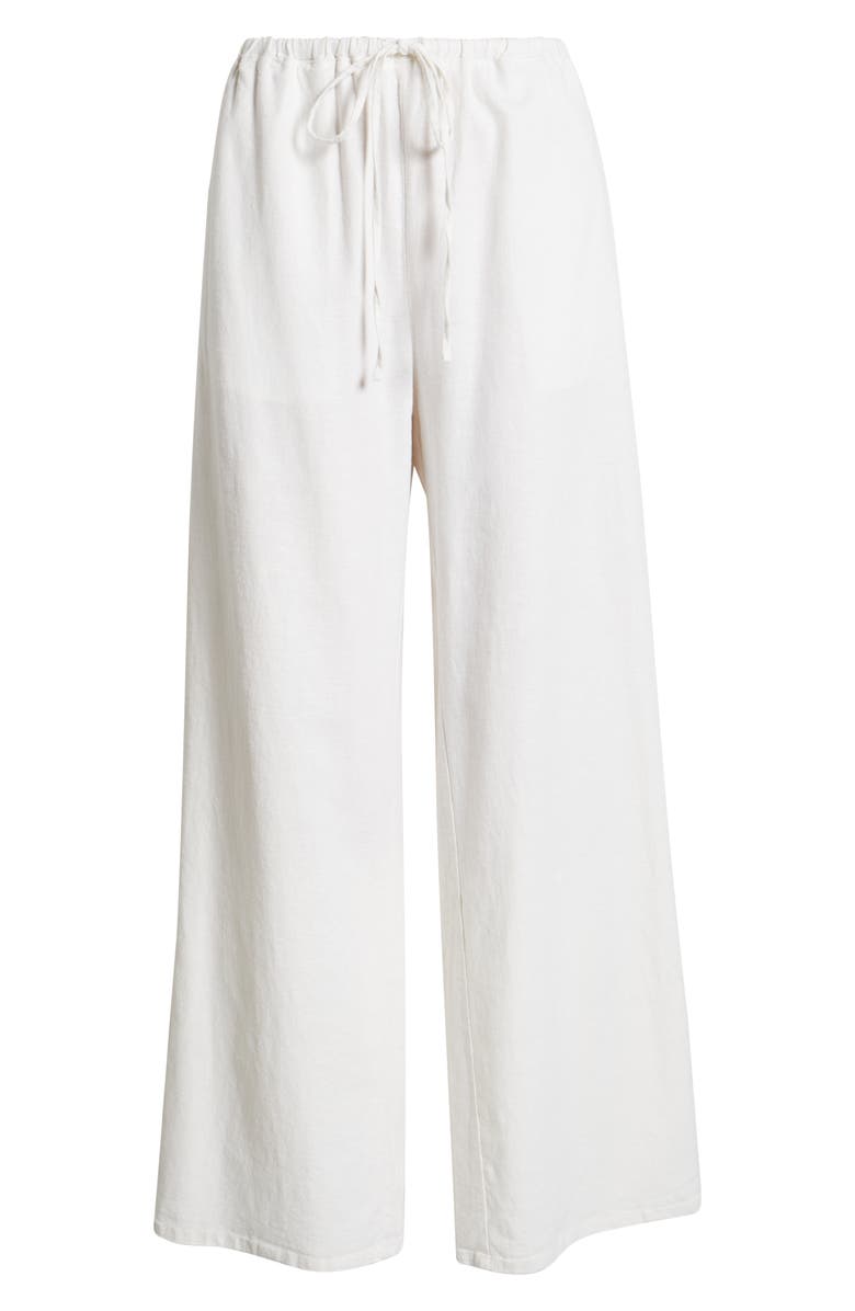 Open Edit Wide Leg Linen Blend Pants, Alternate, color, White