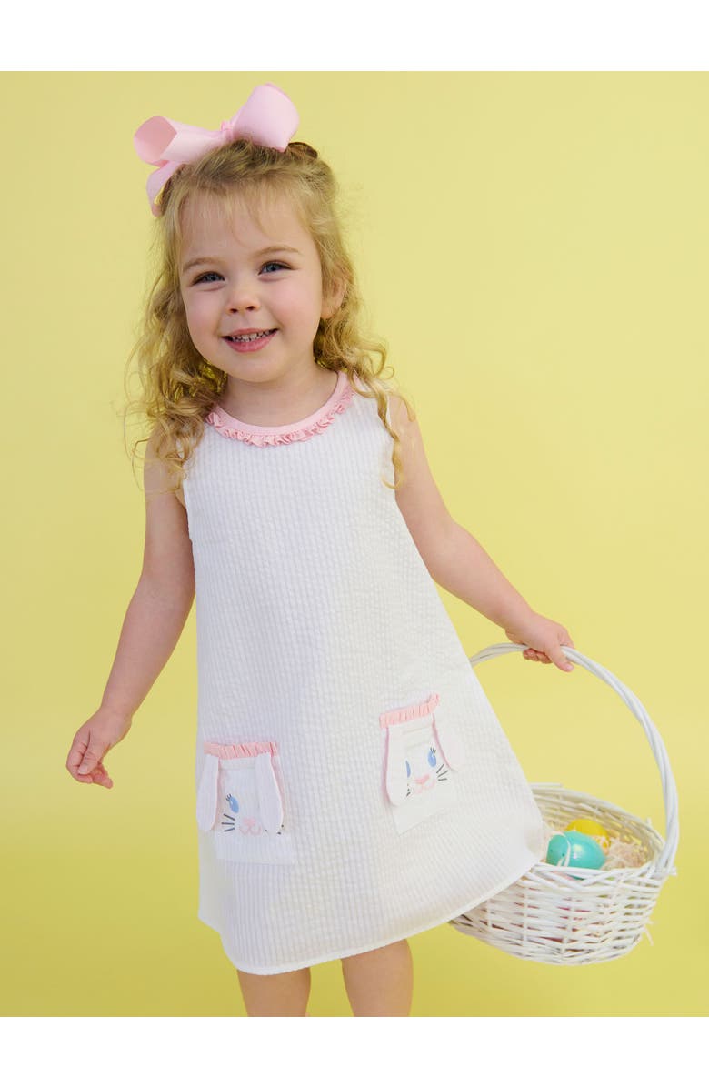 RuffleButts Seersucker Ruffle Pocket Dress, Alternate, color,