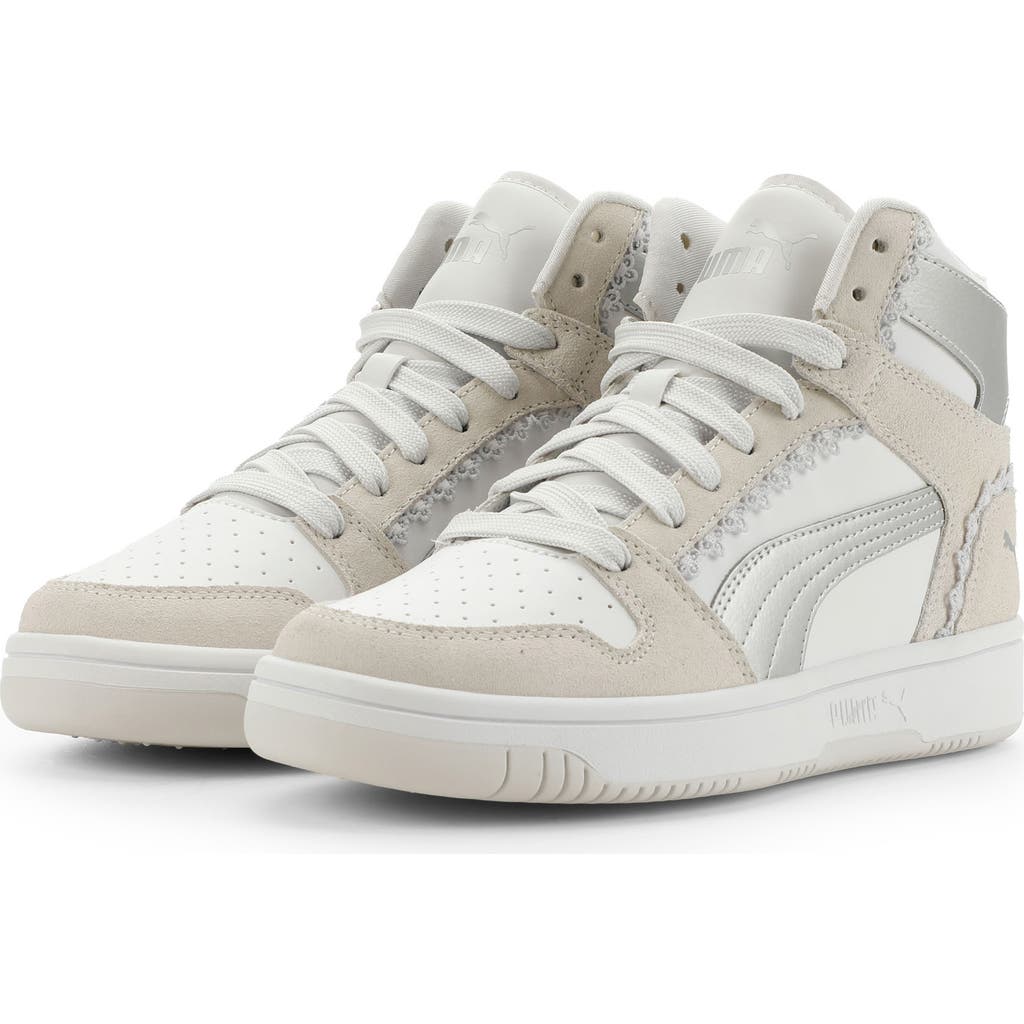 Puma Rebound Layup Sneaker In White/ Silver/ Gray