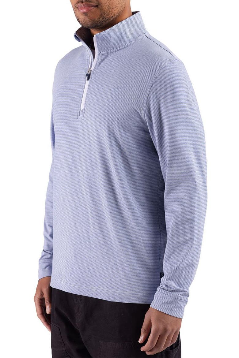 Soft Knit Quarter Zip Pullover, Alternate, color, TOUR BLUE HEATHER/ WHITE